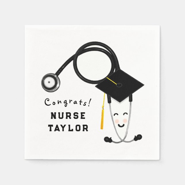 Nurse Graduation Party Paper Plates Napkins (Front)