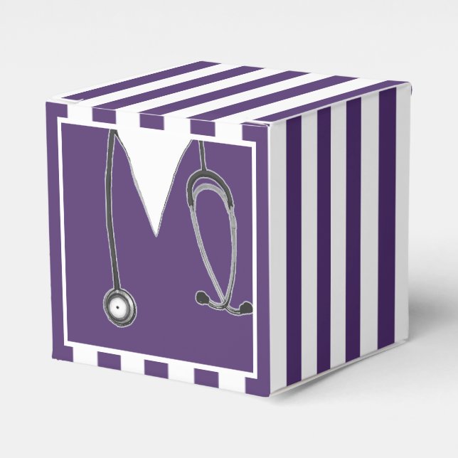 Nurse Graduation Party Purple Favor Box (Front Side)