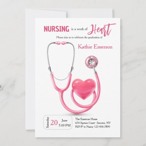 Nurse Graduation Pink Invitation 
