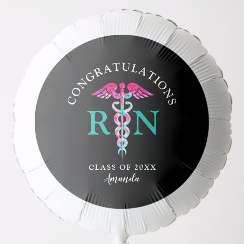 Nurse Graduation Pink Teal Caduceus Personalized Balloon