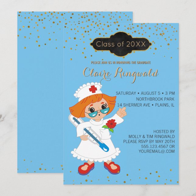 Nurse Graduation Pinning Ceremony Nursing School Invitation (Front/Back)