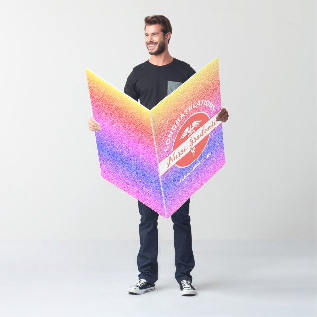 Nurse Graduation Rainbow Glitter Personalized Big Card (In Situ)