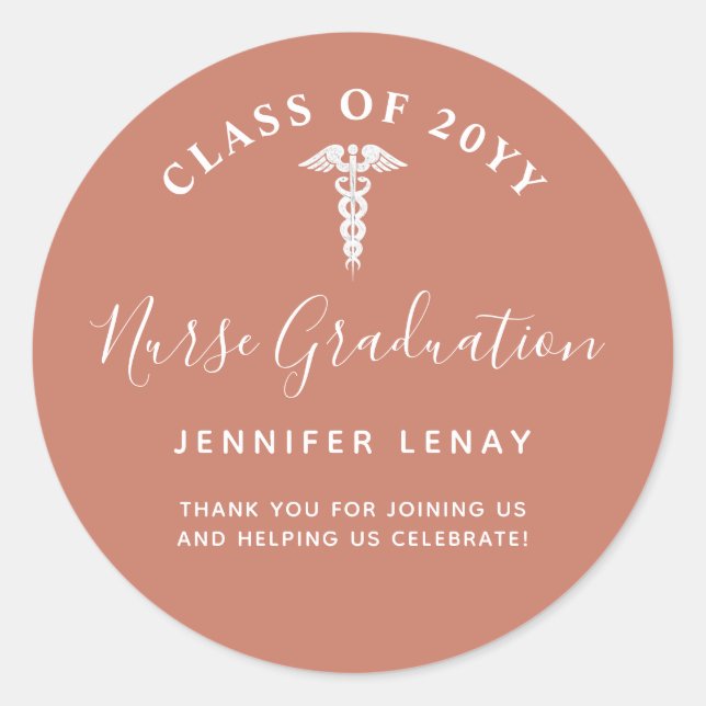 Nurse Graduation Thank You Party Favor Classic Round Sticker (Front)