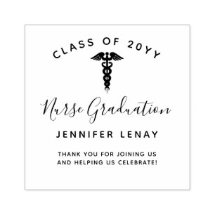 Nurse Graduation Thank You Script Monogram Rubber Stamp