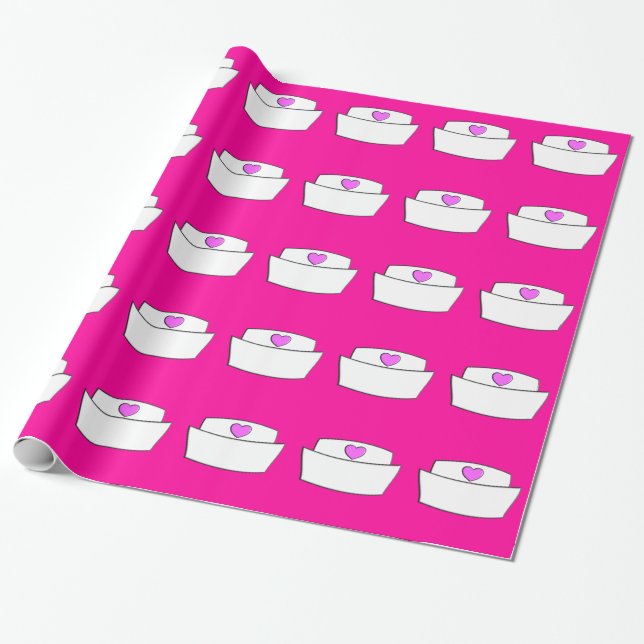Nurse Graduation Wrapping Paper Nurse Cap (Unrolled)