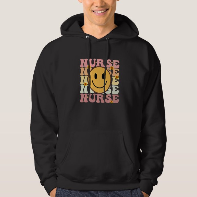 Nurse Groovy Retro Hippie   Hoodie (Front)