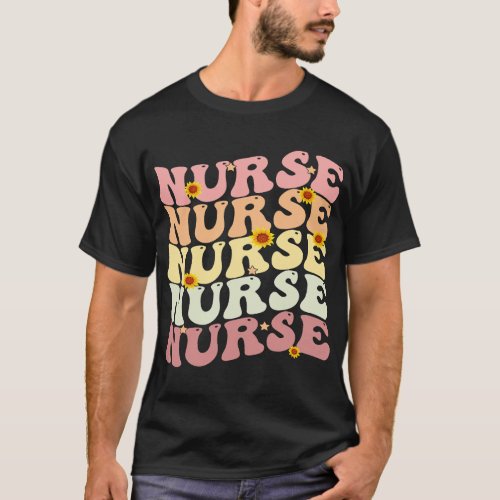 Nurse Groovy Retro Hippie T_Shirt
