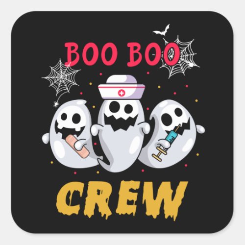 Nurse Halloween Boo Boo Crew Square Sticker