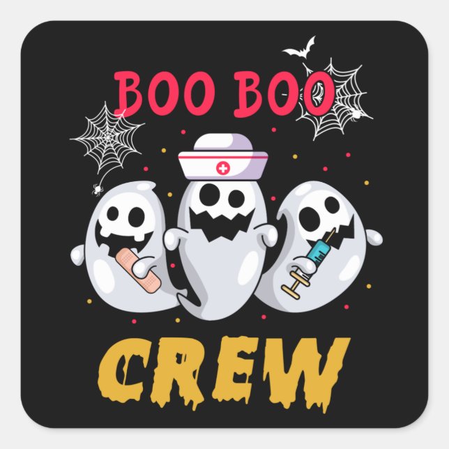 Nurse Halloween Boo Boo Crew Square Sticker (Front)