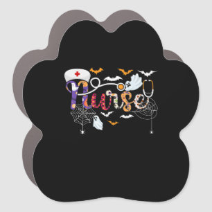 Nurse Halloween Costume Gift with Pumpkin Spider Car Magnet