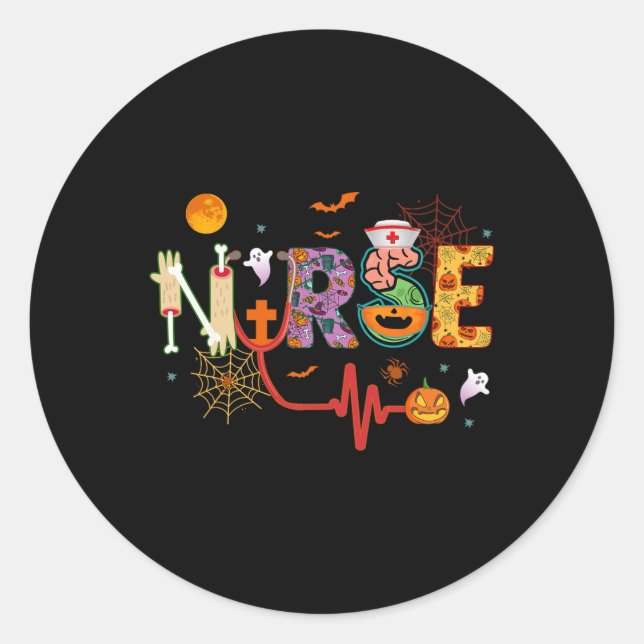 Nurse Halloween Costume Stethoscope Heartbeat Pump Classic Round Sticker (Front)