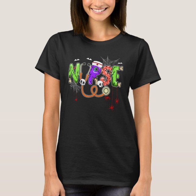 Nurse Halloween Costume Stethoscope Heartbeat Pump T-Shirt (Front)