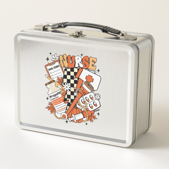 Nurse Halloween Cute Fall  Metal Lunch Box (Front)