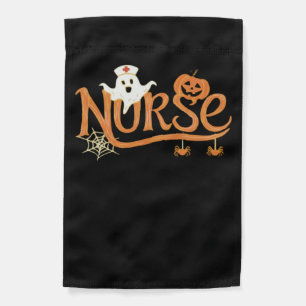 Nurse Halloween Cute Ghost and Pumpkin Essential T Garden Flag