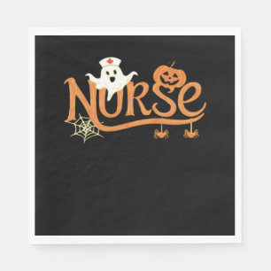 Nurse Halloween Cute Ghost and Pumpkin Essential T Napkins
