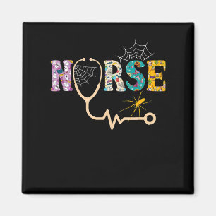 Nurse Halloween Gift With Pumpkin Boo Spider Magnet