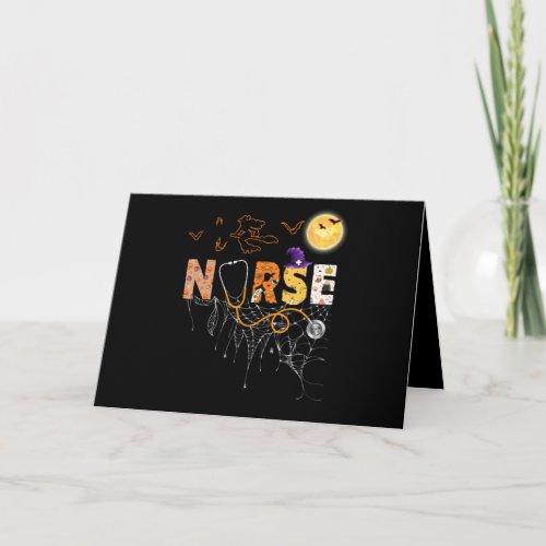 Nurse Halloween Gift With Pumpkin Boo Spider Witch Card