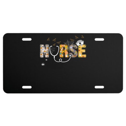 Nurse Halloween Gift With Pumpkin Boo Spider Witch License Plate