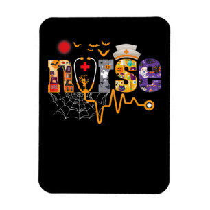 Nurse Halloween Gift With Pumpkin Boo Spider Witch Magnet