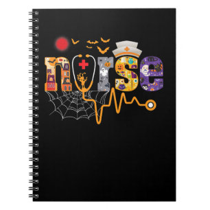 Nurse Halloween Gift With Pumpkin Boo Spider Witch Notebook
