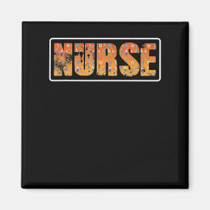 Nurse Halloween Gift With Pumpkin Spider Witch Hat Magnet