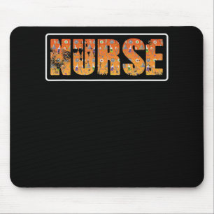 Nurse Halloween Gift With Pumpkin Spider Witch Hat Mouse Pad