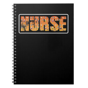 Nurse Halloween Gift With Pumpkin Spider Witch Hat Notebook