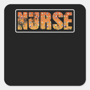 Nurse Halloween Gift With Pumpkin Spider Witch Hat Square Sticker