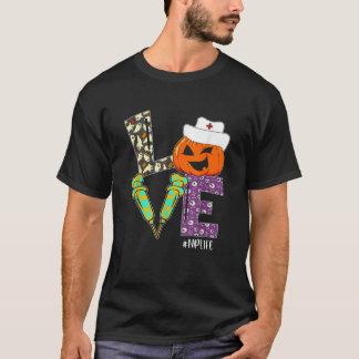 Nurse Halloween Pumpkin Costume Love NP Nurse Life T-Shirt
