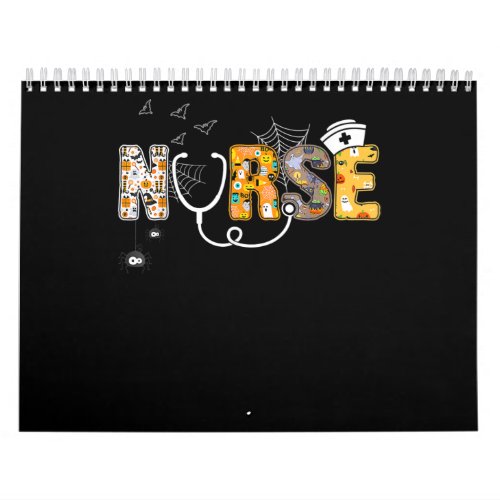 Nurse Halloween Shirt Gift With Pumpkin Boo Spider Calendar