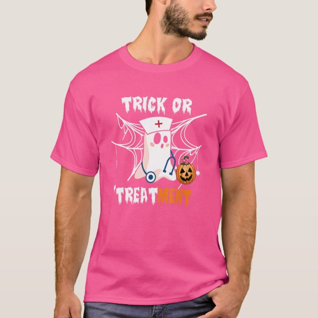 Nurse Halloween  Trick Or Treatment T-Shirt (Front)