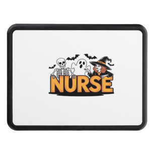 Nurse - Halloween - with ghost, witch, and skeleto Hitch Cover