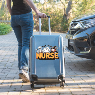 Nurse - Halloween - with ghost, witch, and skeleto Sticker