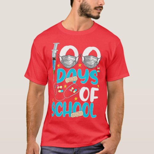 Nurse Happy 100 Days Of School Celebration Outfit  T_Shirt