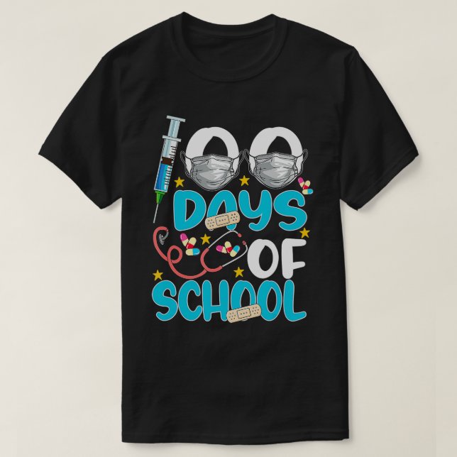 Nurse Happy 100 Days Of School Celebration Outfit  T-Shirt (Design Front)