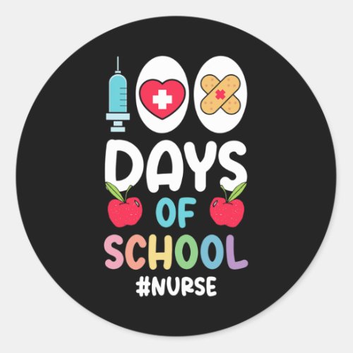 Nurse Happy 100 Days Of School Nurse  Classic Round Sticker