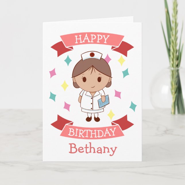 Nurse Happy Birthday Personalized Card (Front)