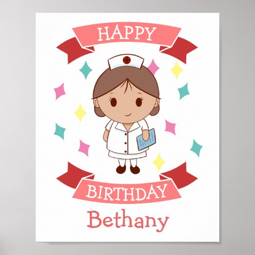 Nurse Happy Birthday Personalized Poster
