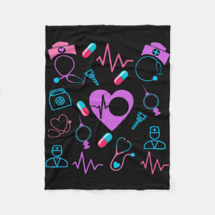 Nurse Healthcare Nursing Elements Design   Fleece Blanket