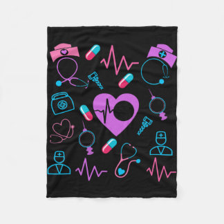 Nurse Healthcare Nursing Elements Design Fleece Blanket