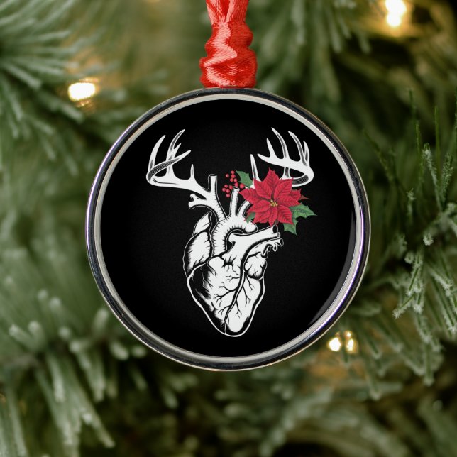 Nurse Heart Anatomy Reindeer Heart Cath Lab RN  Metal Ornament (Tree)
