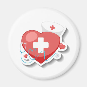 Nurse Heart Badge Button Magnet
