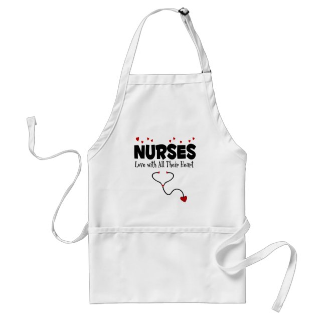 Nurse Heart Gift Adult Apron (Front)