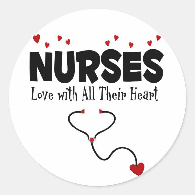 Nurse Heart Gift Classic Round Sticker (Front)