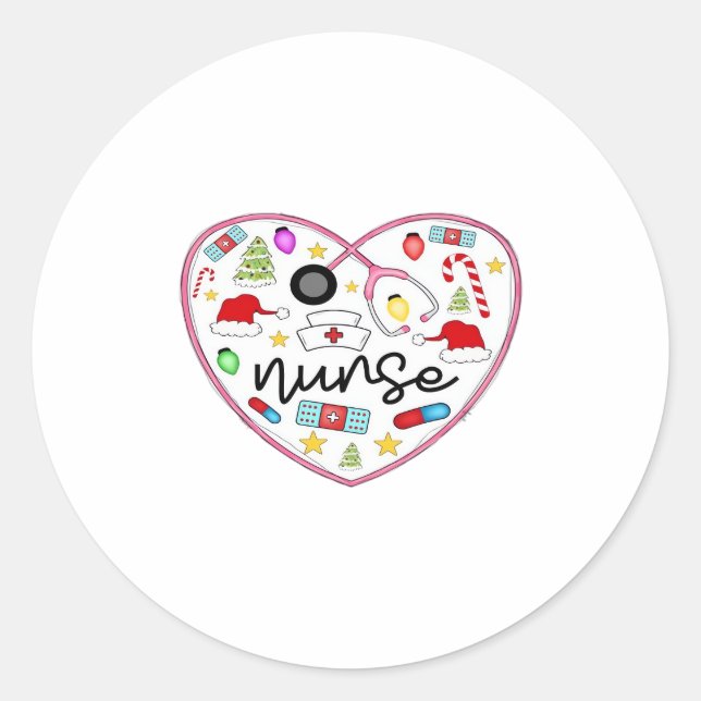 Nurse Heart, Halloween Oversized T-Shirt Classic Round Sticker (Front)