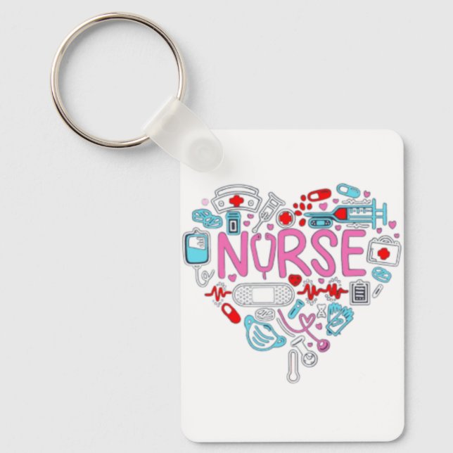 Nurse Heart Illustration Keychain (Front)