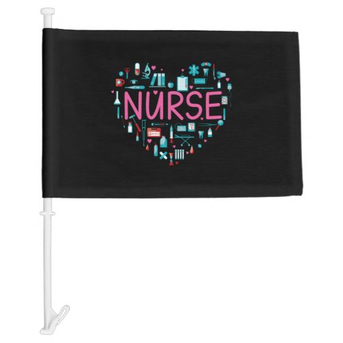 Nurse heart nurse gift nursing nurse car flag