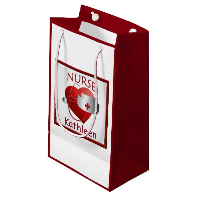 Nurse Heart Nurses Custom Medical Small Gift Bag (Front Angled)
