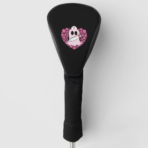 Nurse Heart Pink Ghost Breast Cancer Awareness Golf Head Cover