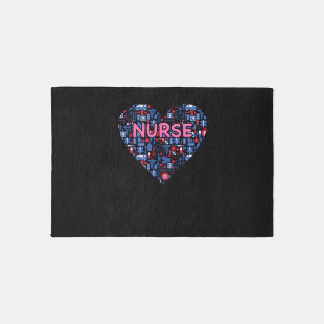 Nurse Heart RN Nurse for Women Inspirational Nurse Rug (Front)
